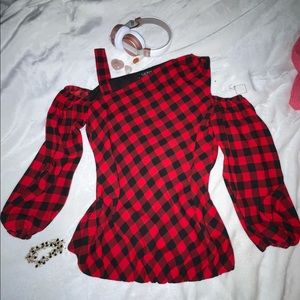 Ralph Lauren red plaid stylish shoulder